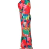 Floral Printed Plus Size Sets for Women Strapless Lantern Sleeves Tops Package Hip Mermaid Skirts Elegant Sexy Two Piece Sets