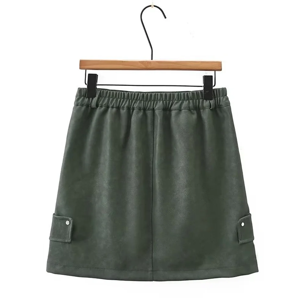Plus size 2023 autumn new women's clothing European and American style loose fitting fashion versatile A-line work leather skirt
