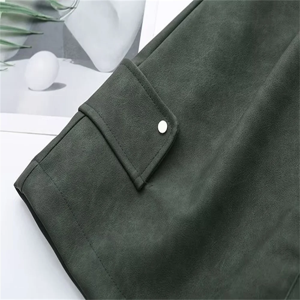 Plus size 2023 autumn new women's clothing European and American style loose fitting fashion versatile A-line work leather skirt