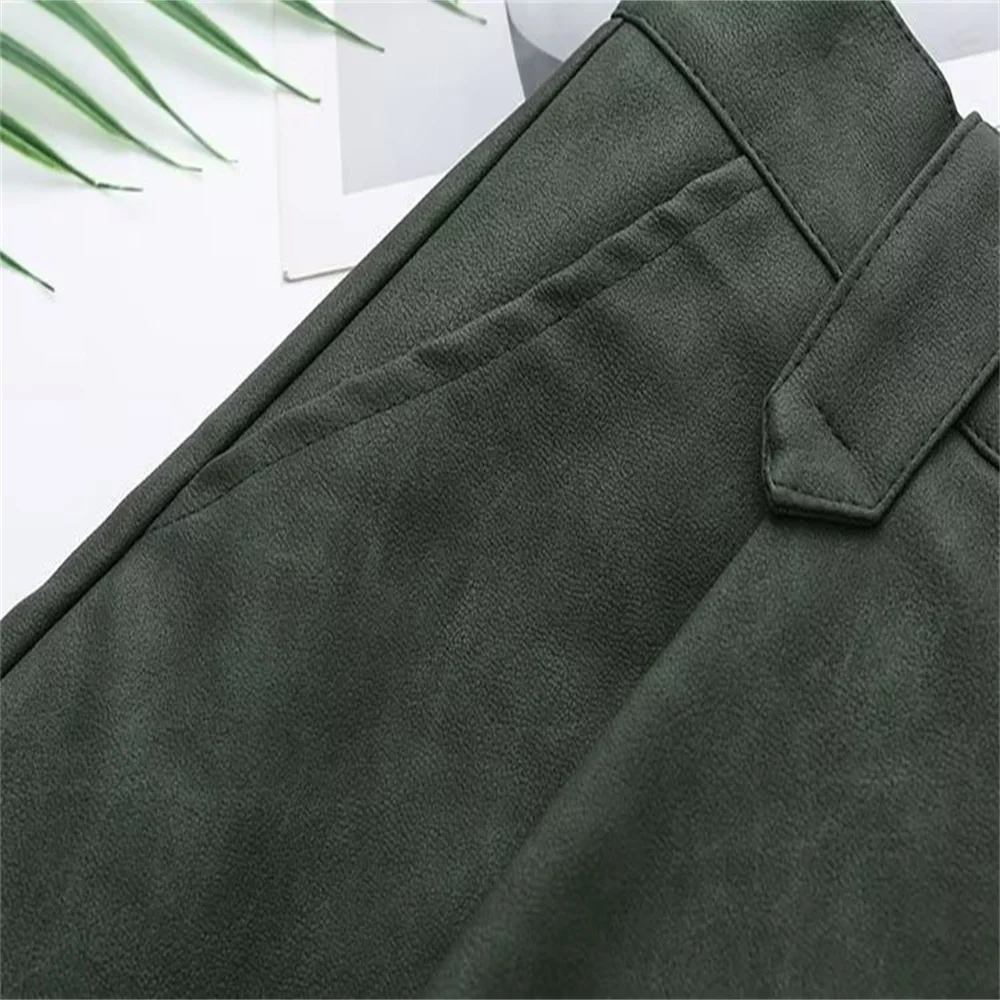 Plus size 2023 autumn new women's clothing European and American style loose fitting fashion versatile A-line work leather skirt