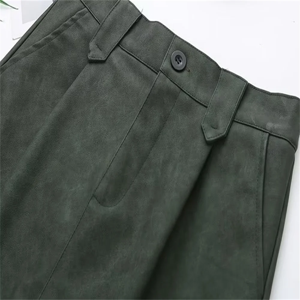 Plus size 2023 autumn new women's clothing European and American style loose fitting fashion versatile A-line work leather skirt