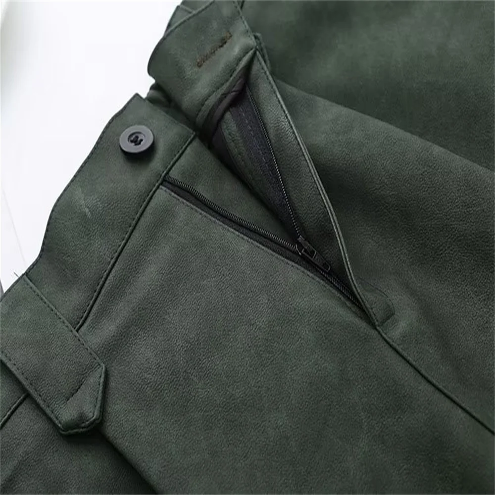 Plus size 2023 autumn new women's clothing European and American style loose fitting fashion versatile A-line work leather skirt