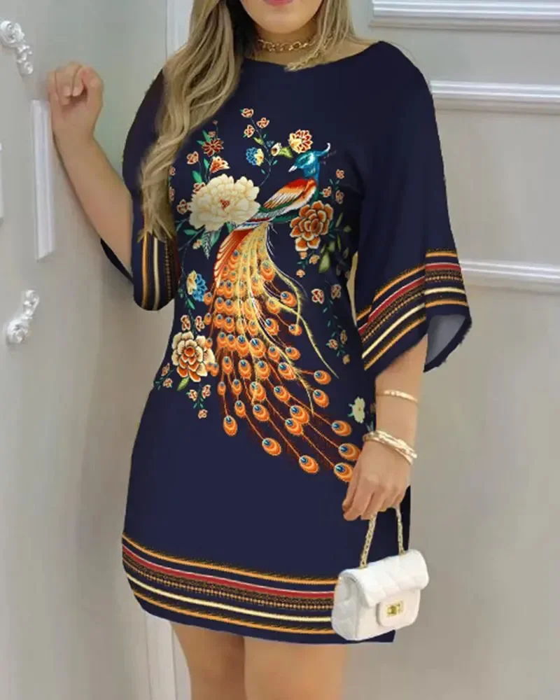 Plus Size Women Clothing L-5XL Sleeve Skirt Round Neck Slim Jacquard Dress Tops Four Seasons Everything Print Short Sleeve Plus Size Women Clothing L-5XL Sleeve Skirt Round Neck Slim Jacquard Dress Tops Four Seasons Everything Print Short Sleeve