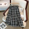 Plus Size Black White Plaid Thick Wool&Blends Women Skirts Single Breast A-Line Female Skirts Warm Office Lady Work Bottom K6921