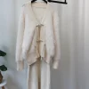 Plus Size Imitation Mink Velvet Suspender Skirt Cardigan Two-piece Set for Women 2023 Autumn and Winter New Sweater Suit Skirt