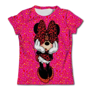 Kawaii Minnie Mouse T-shirts 3-14 Ys Children Disney T Shirt Kids Girls Tops Kid Gril Short Sleeve Baby Clothing Summer T-shirt
