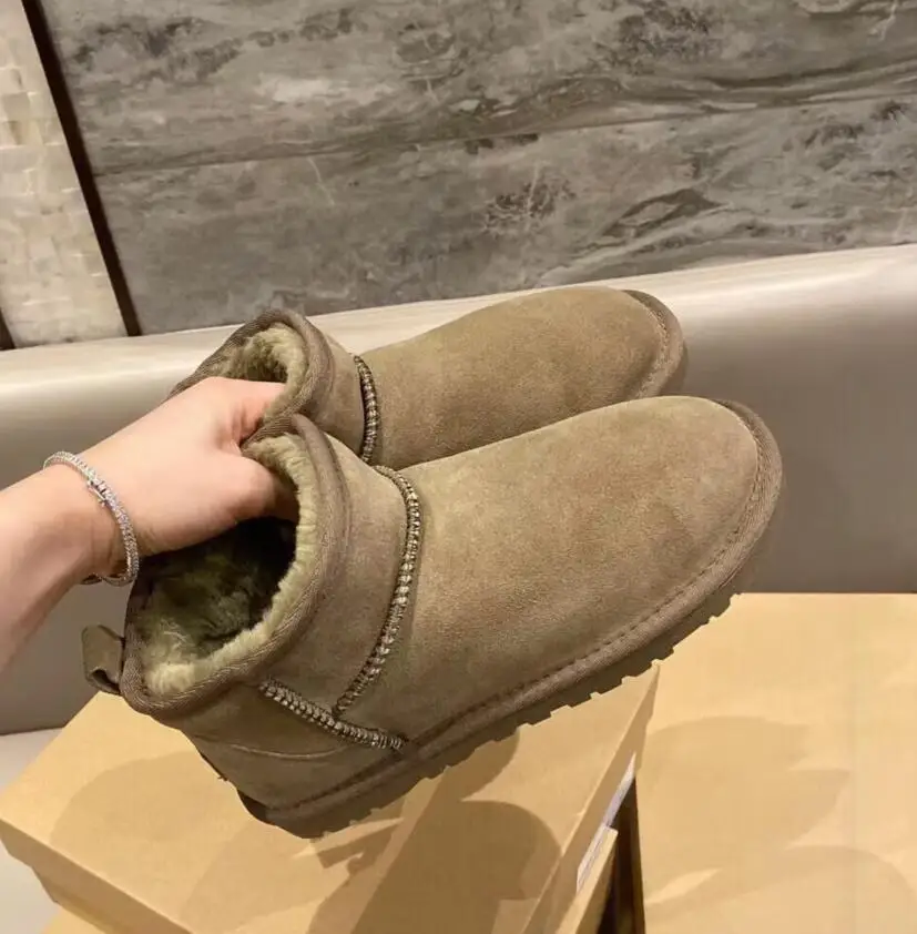 Luxury Women Tazz Mini Snow Boot Winter Casual Ankles Sheepskin Warm Designer Short Boots Fashion Flat Bottom Platform Slippers