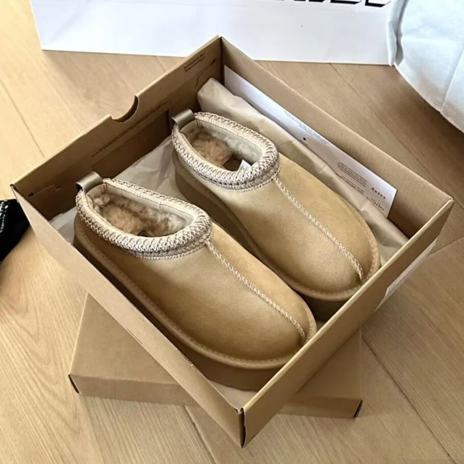 Luxury Women Tazz Mini Snow Boot Winter Casual Ankles Sheepskin Warm Designer Short Boots Fashion Flat Bottom Platform Slippers