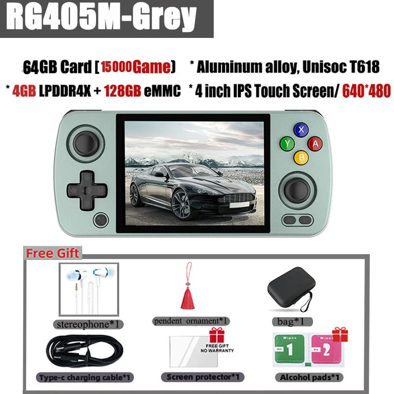 ANBERNIC RG405M 4 Inch IPS Screen Metal Retro Handheld Game Console T618 Android12 Player 512G 70000 Game PSP PS2 Birthday gifts