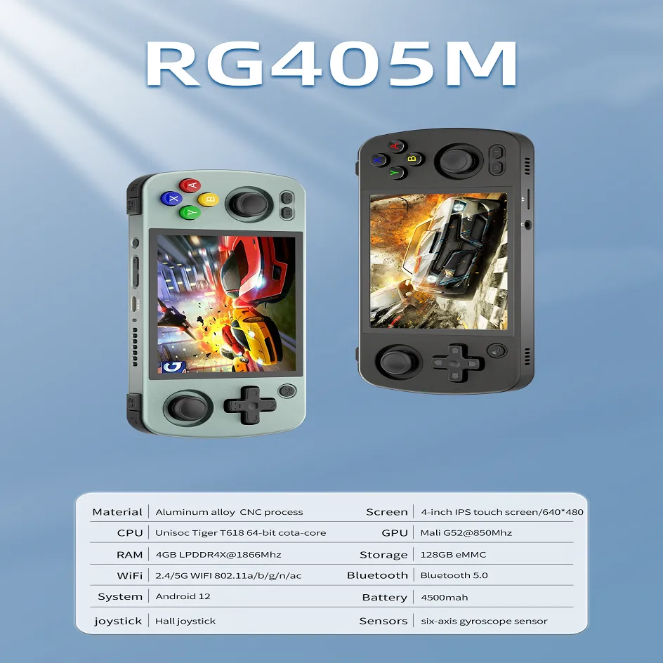 ANBERNIC RG405M 4 Inch IPS Screen Metal Retro Handheld Game Console T618 Android12 Player 512G 70000 Game PSP PS2 Birthday gifts