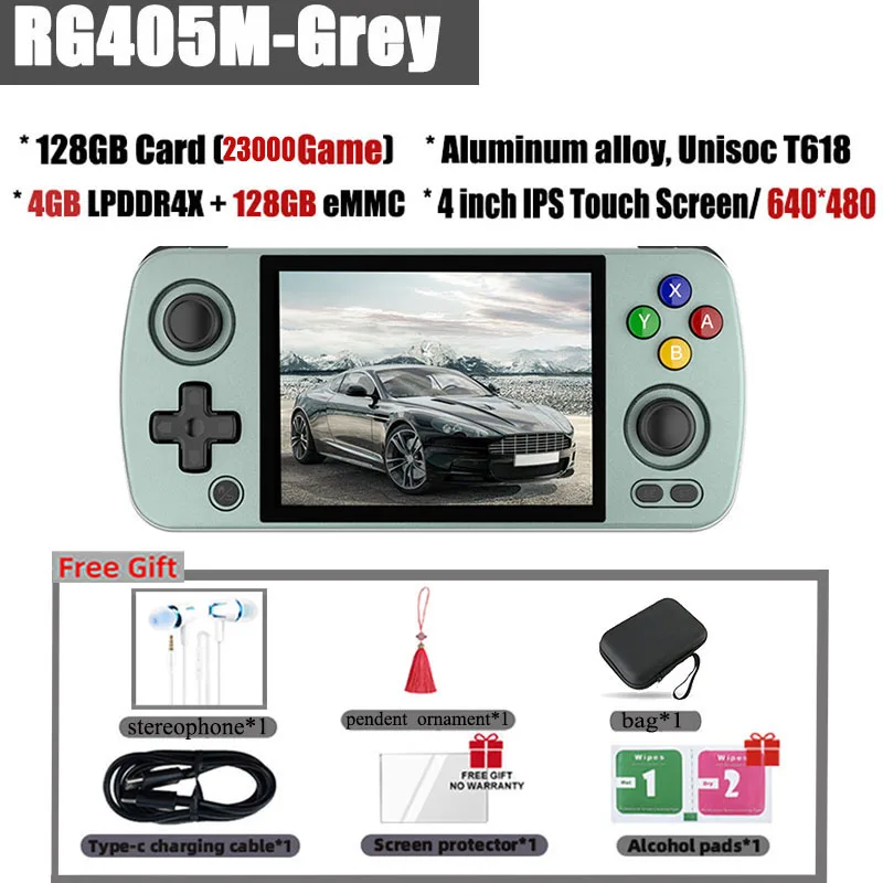 ANBERNIC RG405M 4 Inch IPS Screen Metal Retro Handheld Game Console T618 Android12 Player 512G 70000 Game PSP PS2 Birthday gifts