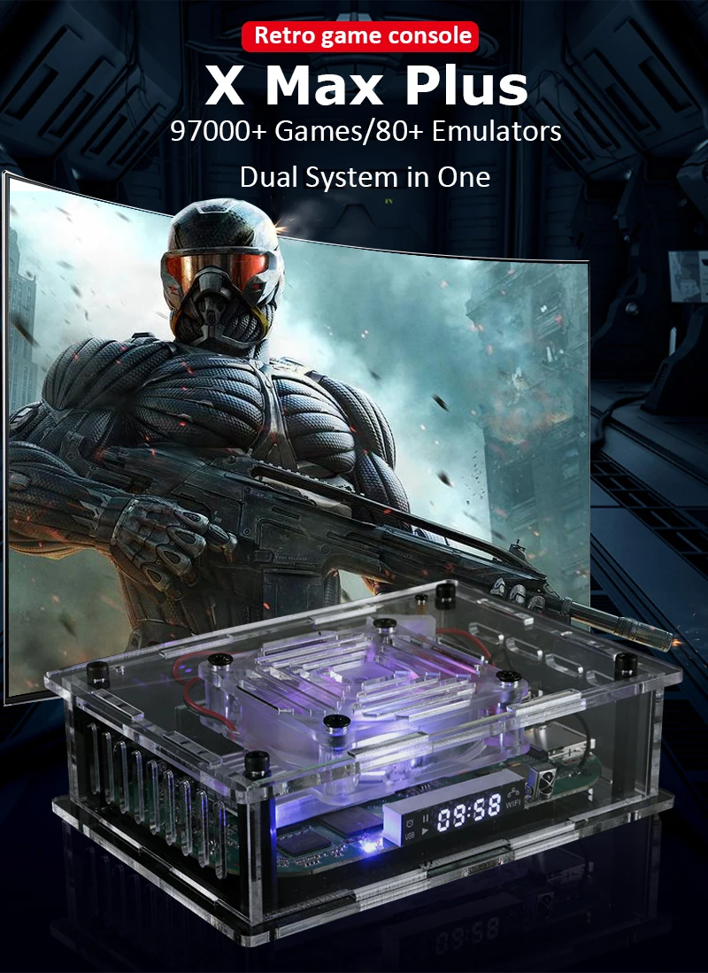 HEYNOW New Dual System S905X4 Super Console X Max Plus HD WiFi 97000+ Games TV Box Retro Game Player For SS/PS1/PSP/N64/DC/SNES