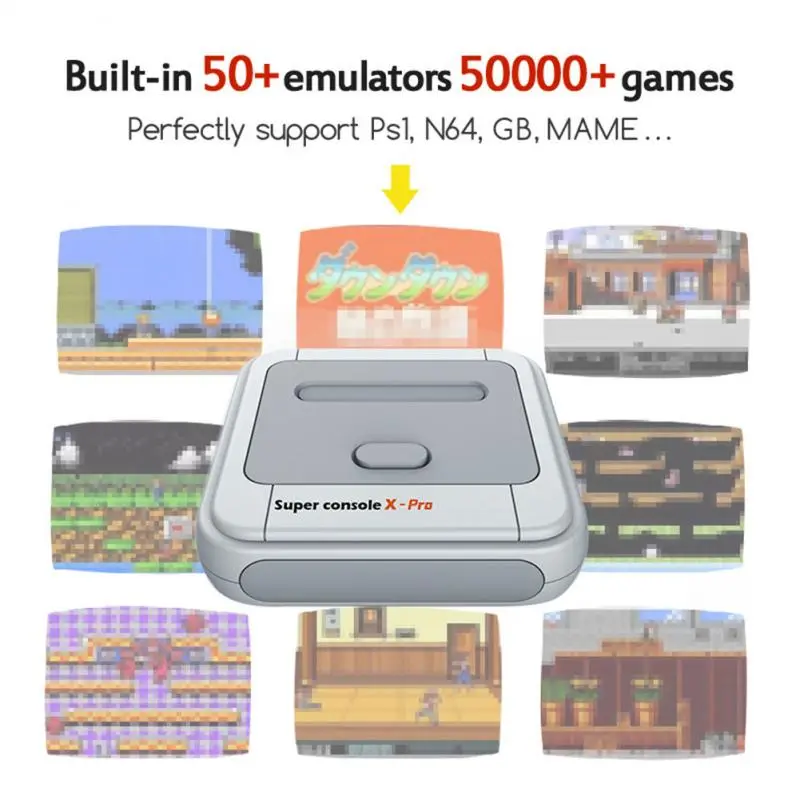 Retro WiFi Super Console X Pro 4K HD TV Video Game Consoles For PSP/PS1/N64/DC With 50000+ Games With 2.4G Wireless Controllers