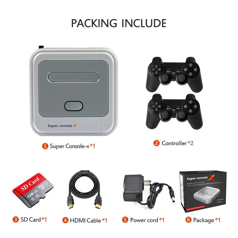 Retro WiFi Super Console X Pro 4K HD TV Video Game Consoles For PSP/PS1/N64/DC With 50000+ Games With 2.4G Wireless Controllers