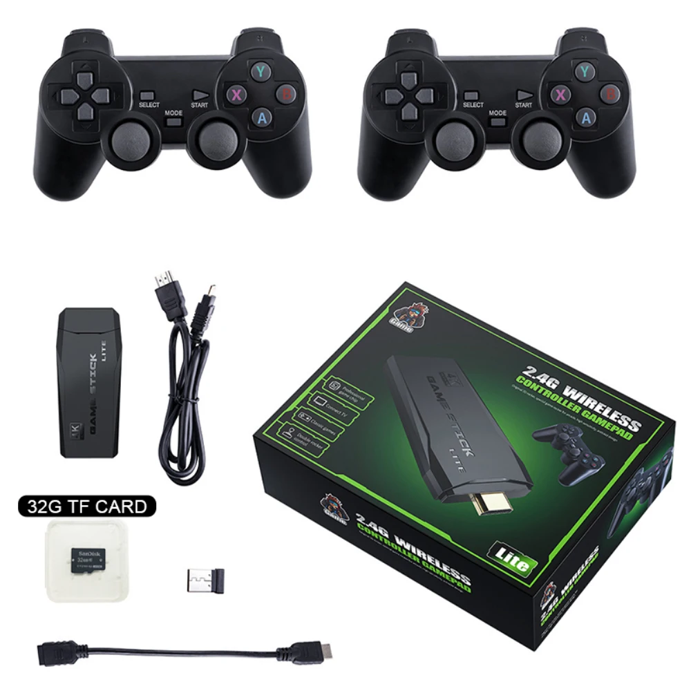 2023 4K Video Game Console 2.4G Double Wireless Controller Game Stick 10000 Games 64 32GB Retro Games For PS1 4 Boy Gift New