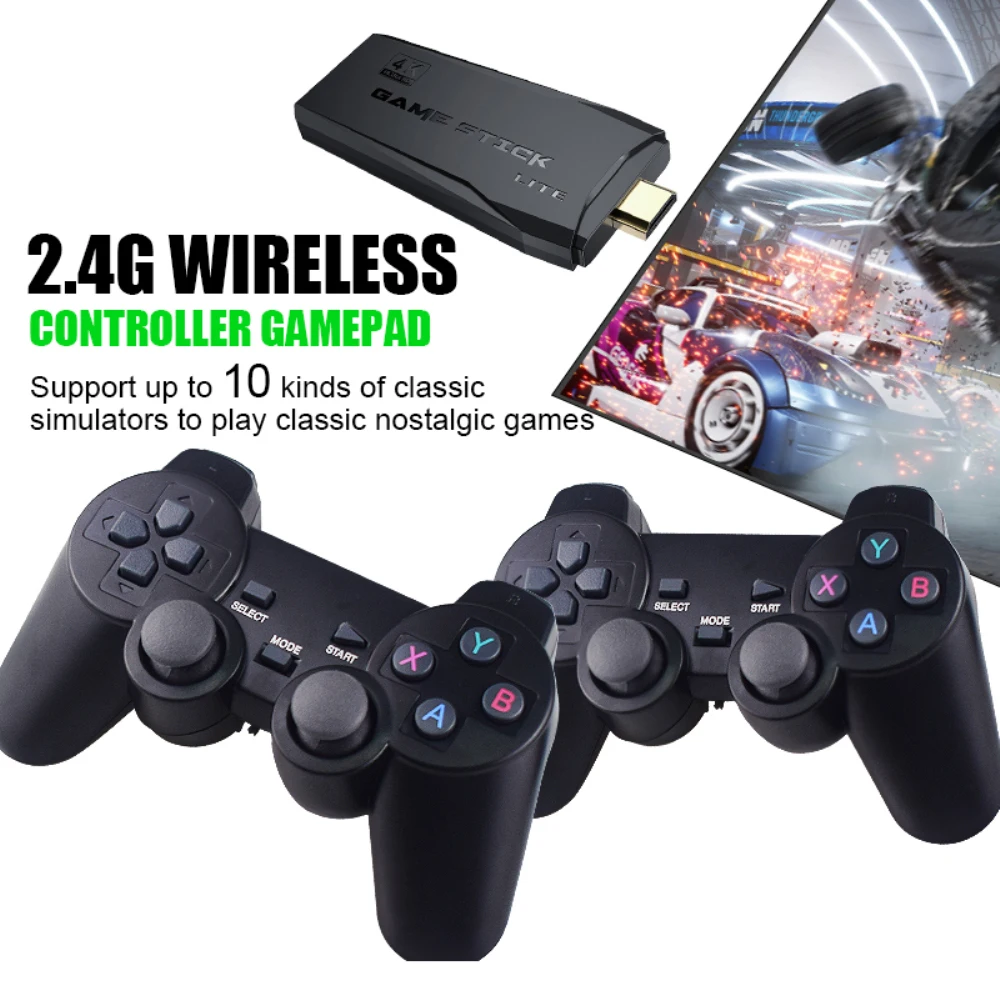 2023 4K Video Game Console 2.4G Double Wireless Controller Game Stick 10000 Games 64 32GB Retro Games For PS1 4 Boy Gift New