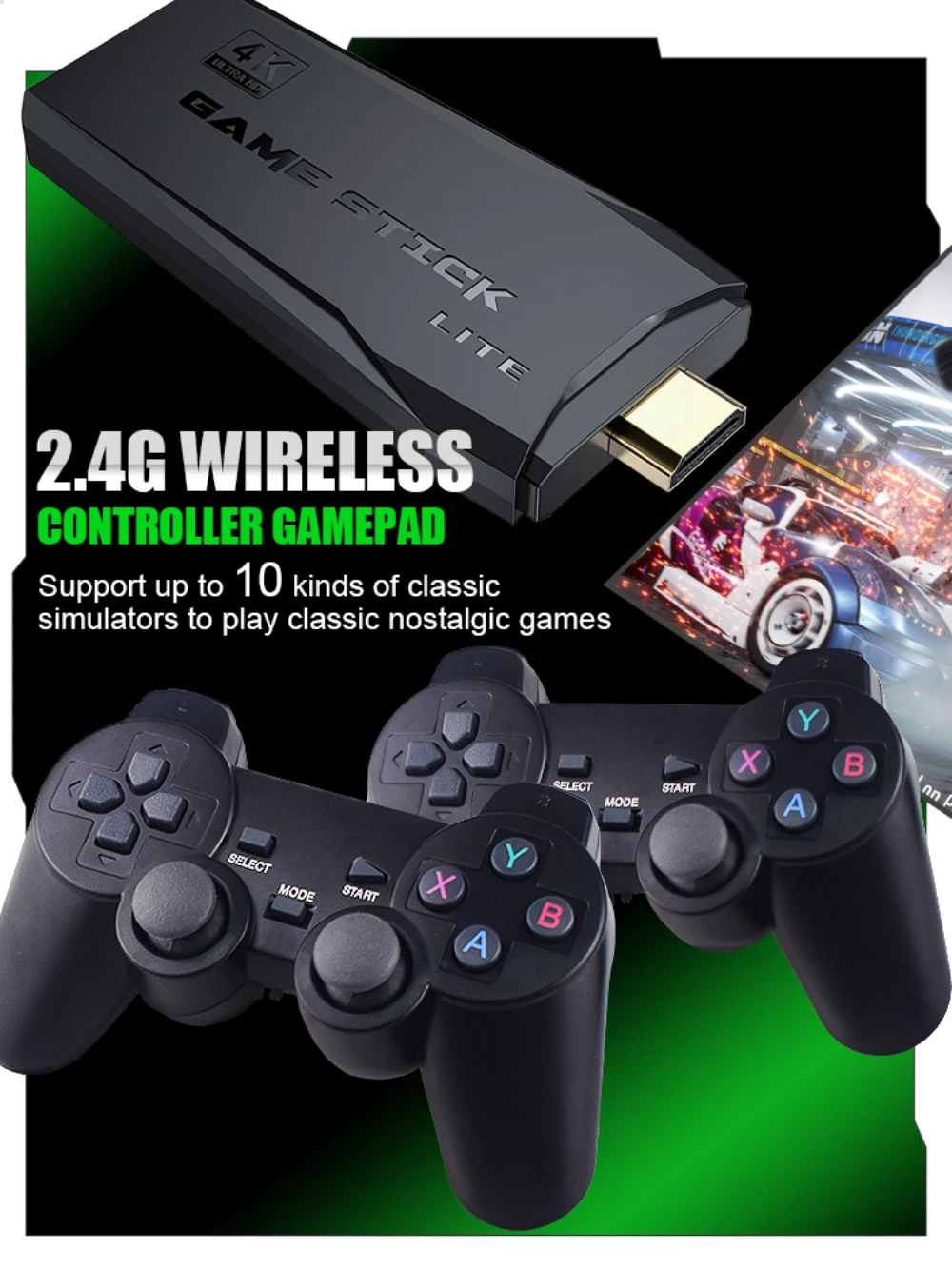 2023 4K Video Game Console 2.4G Double Wireless Controller Game Stick 10000 Games 64 32GB Retro Games For PS1 4 Boy Gift New